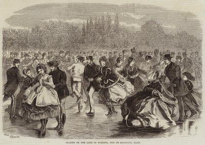 Skating on the Lake of Suresne, Bois de Boulogne, Paris by Jules Pelcoq